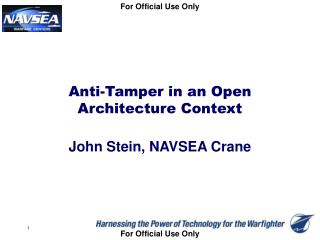 Anti-Tamper in an Open Architecture Context