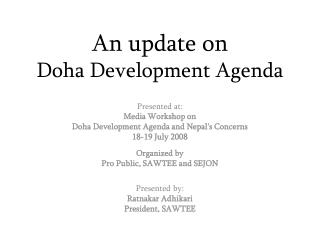 An update on Doha Development Agenda