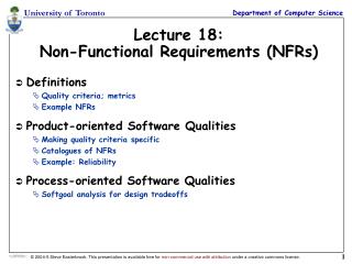 Lecture 18: Non-Functional Requirements (NFRs)