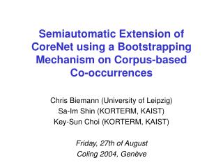 Semiautomatic Extension of CoreNet using a Bootstrapping Mechanism on Corpus-based Co-occurrences