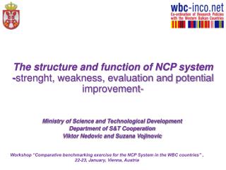 Ministry of Science and Technological Development Department of S&amp;T Cooperation