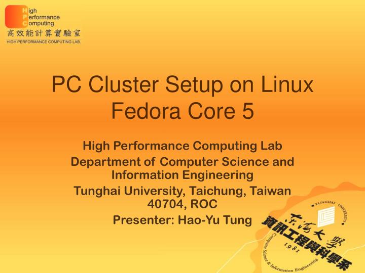 pc cluster setup on linux fedora core 5