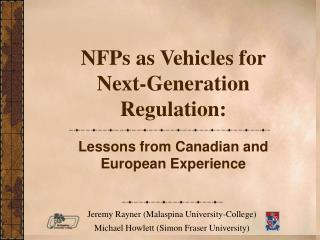 NFPs as Vehicles for Next-Generation Regulation:
