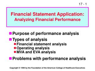 Financial Statement Application: Analyzing Financial Performance