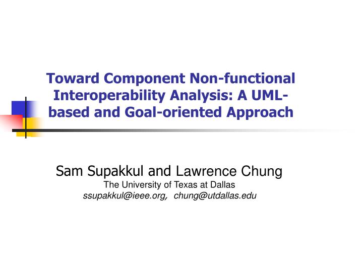 toward component non functional interoperability analysis a uml based and goal oriented approach