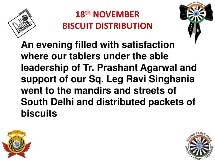 18 th november biscuit distribution