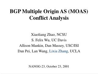 BGP Multiple Origin AS (MOAS) Conflict Analysis