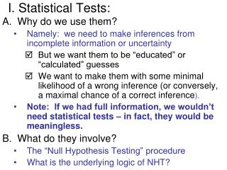 I. Statistical Tests: