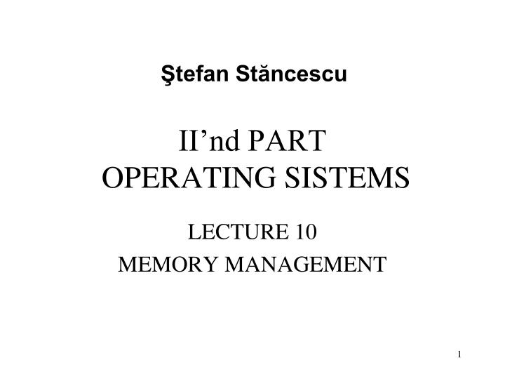 ii nd part operating sistems
