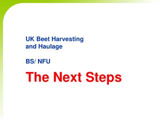 UK Beet Harvesting and Haulage BS/ NFU