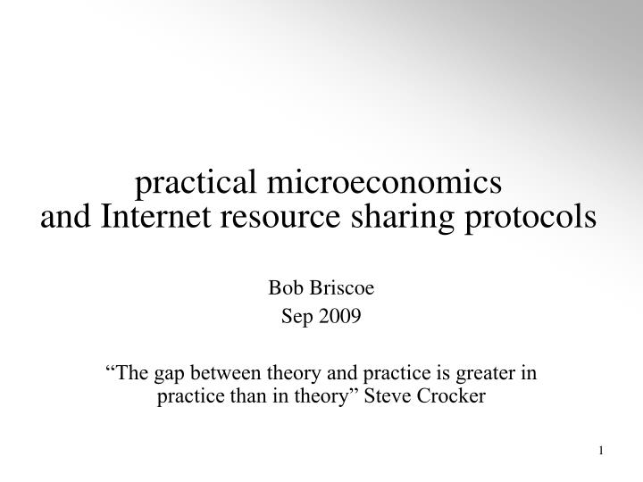 practical microeconomics and internet resource sharing protocols