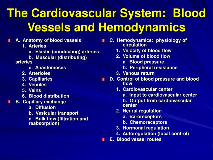 the cardiovascular system blood vessels and hemodynamics