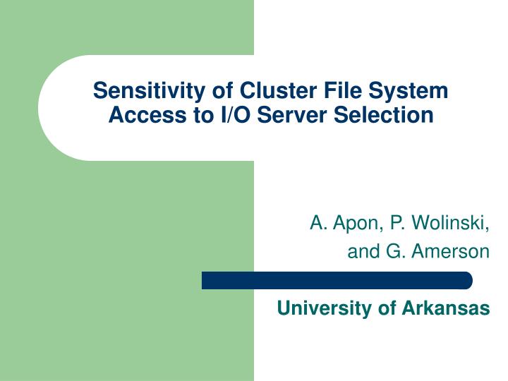 sensitivity of cluster file system access to i o server selection