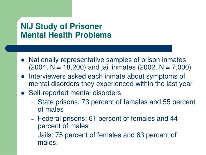 nij study of prisoner mental health problems