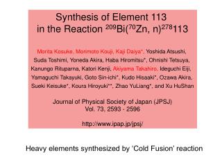 Synthesis of Element 113 in the Reaction 209 Bi( 70 Zn, n) 278 113
