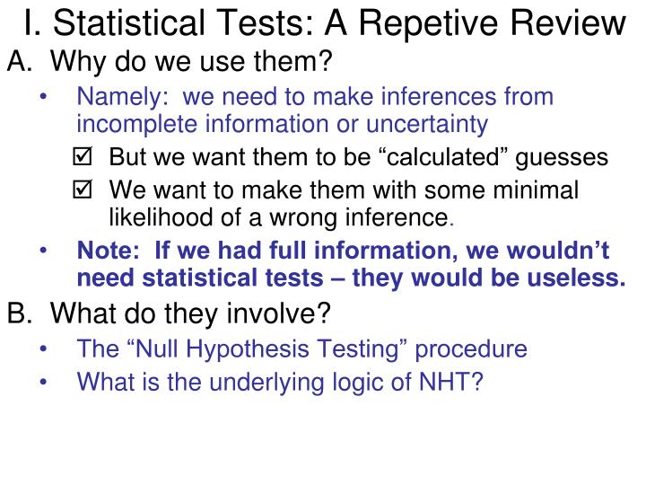 i statistical tests a repetive review