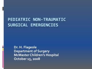 Pediatric non-traumatic Surgical Emergencies