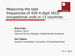 Measuring the task frequencies of 430 4-digit ISCO occupational units in 13 countries