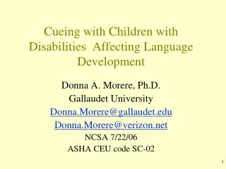 Cueing with Children with Disabilities Affecting Language Development