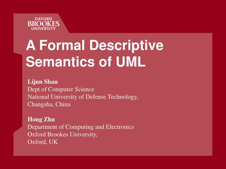 a formal descriptive semantics of uml