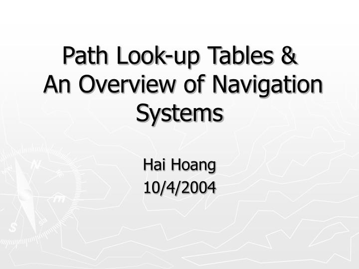 path look up tables an overview of navigation systems