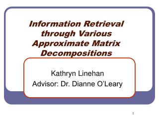 Information Retrieval through Various Approximate Matrix Decompositions
