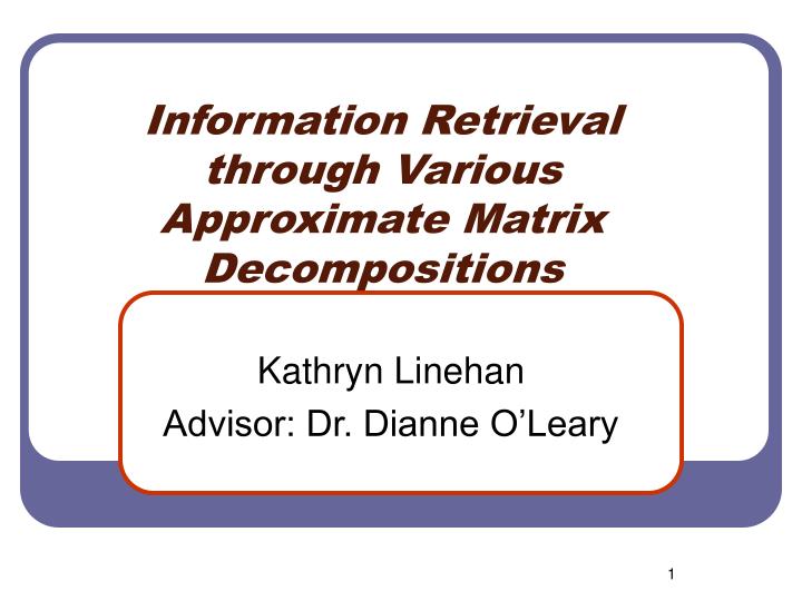 information retrieval through various approximate matrix decompositions