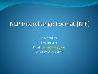 NLP Interchange Format (NIF )