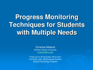 Progress Monitoring Techniques for Students with Multiple Needs