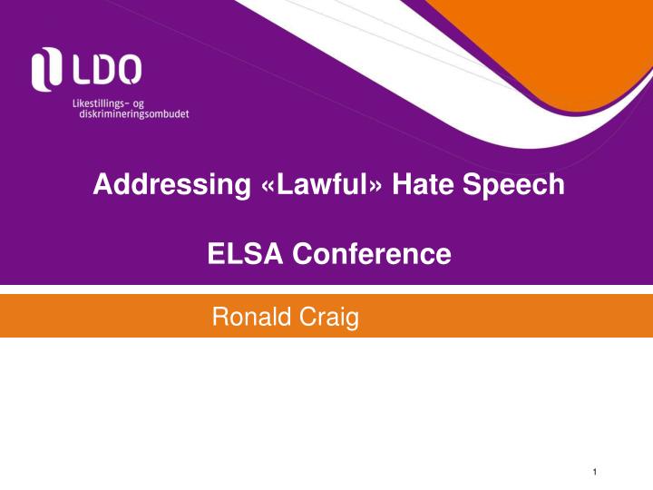 addressing lawful hate speech elsa conference