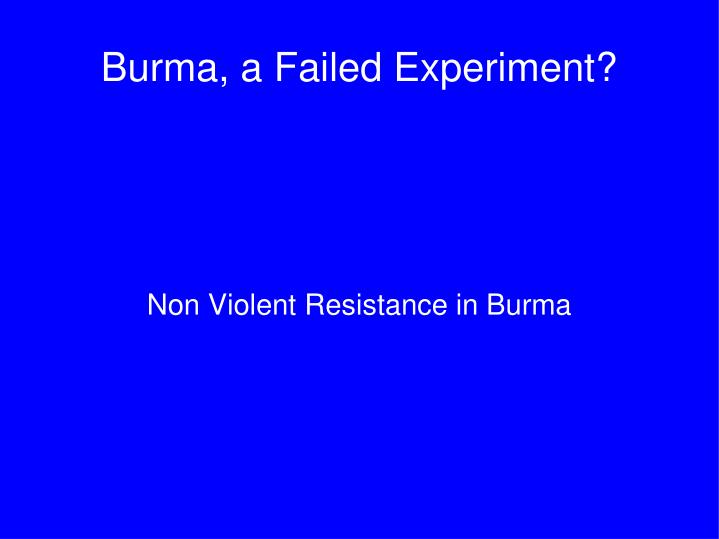 non violent resistance in burma