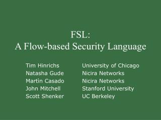 FSL: A Flow-based Security Language