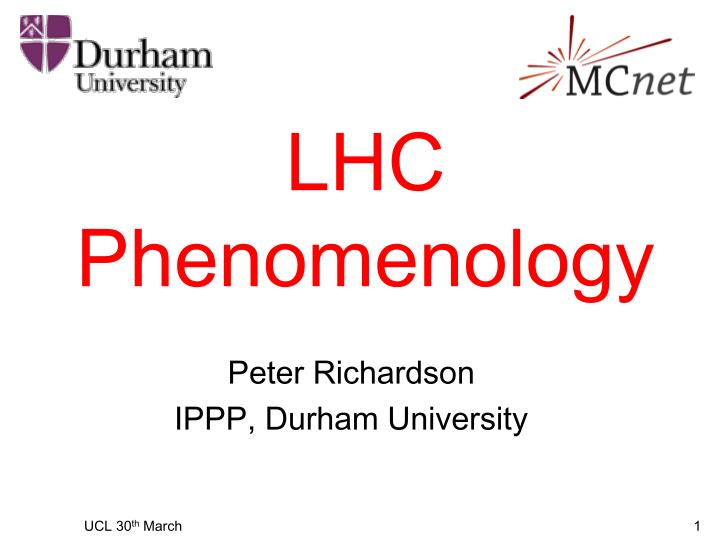 lhc phenomenology