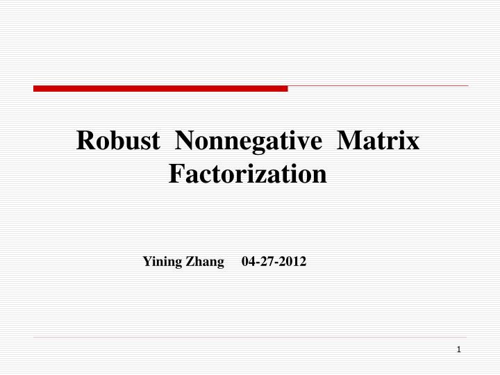 robust nonnegative matrix factorization