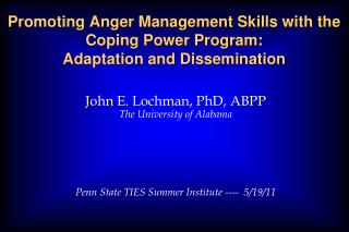 Promoting Anger Management Skills with the Coping Power Program: Adaptation and Dissemination
