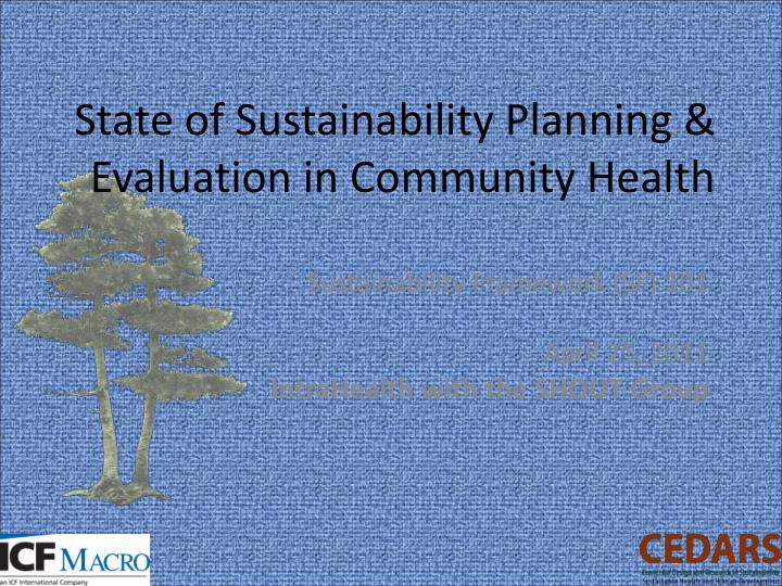 state of sustainability planning evaluation in community health