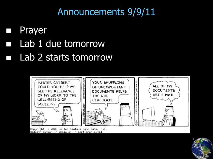announcements 9 9 11