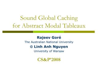 Sound Global Caching for Abstract Modal Tableaux