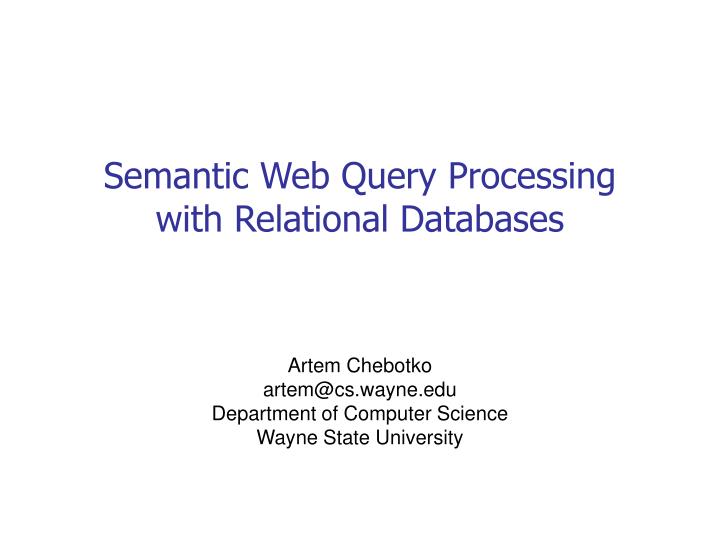 semantic web query processing with relational databases