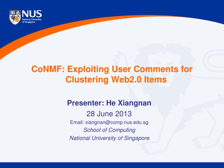 conmf exploiting user comments for clustering web2 0 items