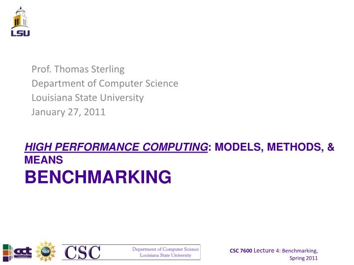 high performance computing models methods means benchmarking