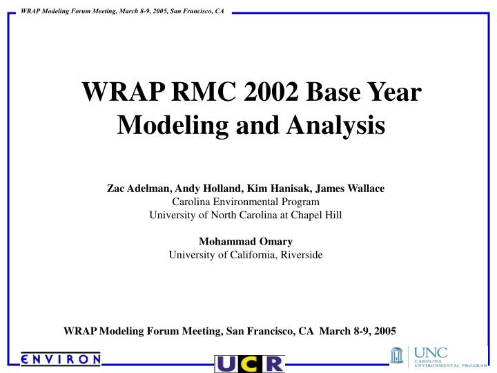 wrap rmc 2002 base year modeling and analysis