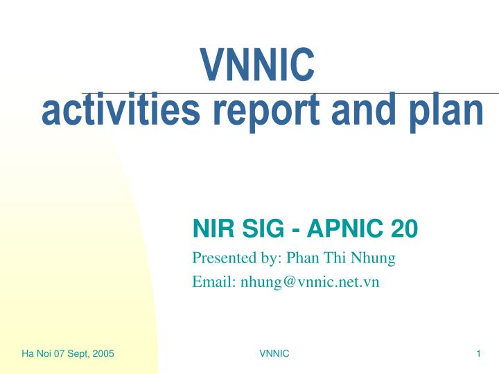 vnnic activities report and plan