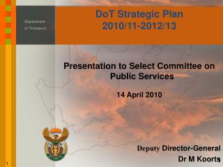 DoT Strategic Plan 2010/11-2012/13