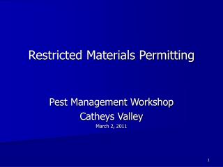 Restricted Materials Permitting