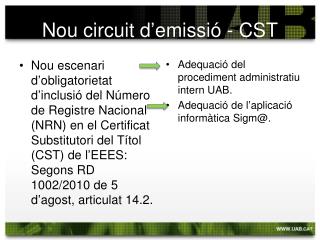 nou circuit d emissi cst