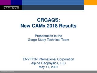CRGAQS: New CAMx 2018 Results