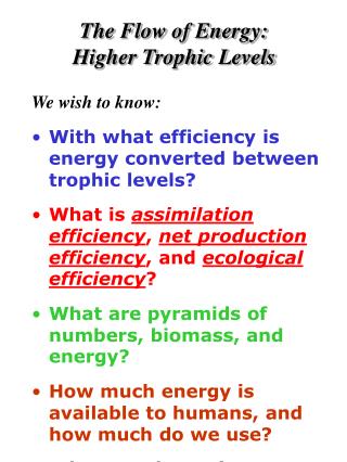 The Flow of Energy: Higher Trophic Levels