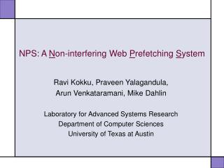 NPS: A N on-interfering Web P refetching S ystem