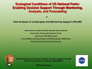 Park Analysis of Landscapes and Monitoring Support (PALMS)